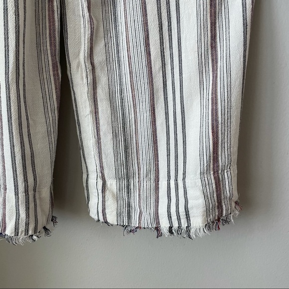 Cloth & Stone Anthropologie Striped Raw Edge Hem Jumpsuit Pantsuit Belter Romper - Picture 5 of 8